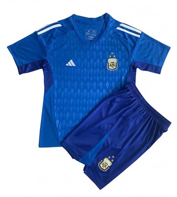 Argentina Målmand Udebanesæt Børn VM 2022 Kort ærmer (+ korte bukser)